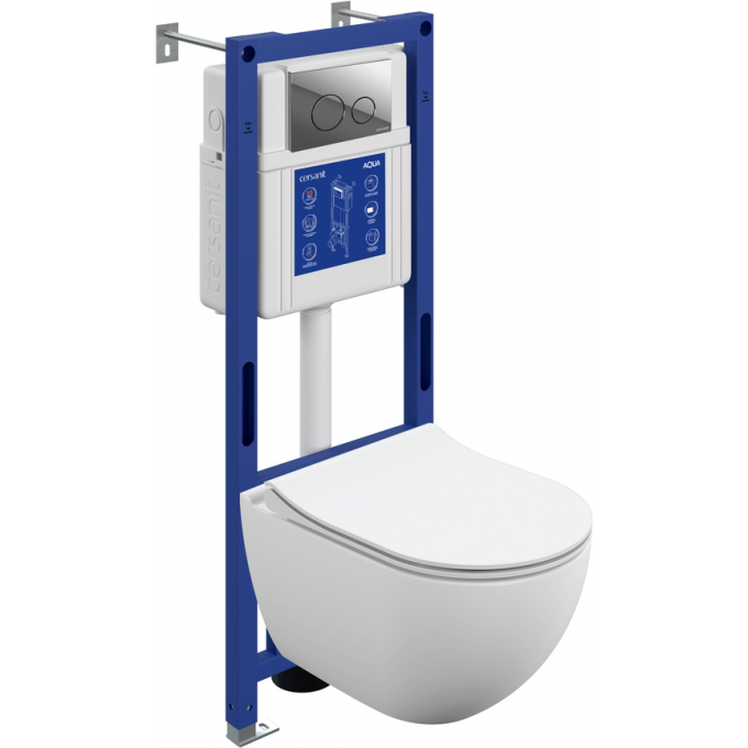 Комплект CERSANIT BRASKO SMART DPL EO slim инсталляция AQUA 40 SMART M кнопка TWINS пластик хром глянцевый LP 69318