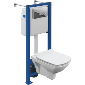 Комплект CERSANIT CARINA XL CO DPL EO SLIM инсталляция VECTOR кнопка ACTIS пластик хром глянцевый